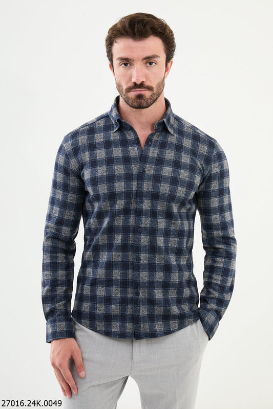 Rava Gray & Blue Patterned Shirt