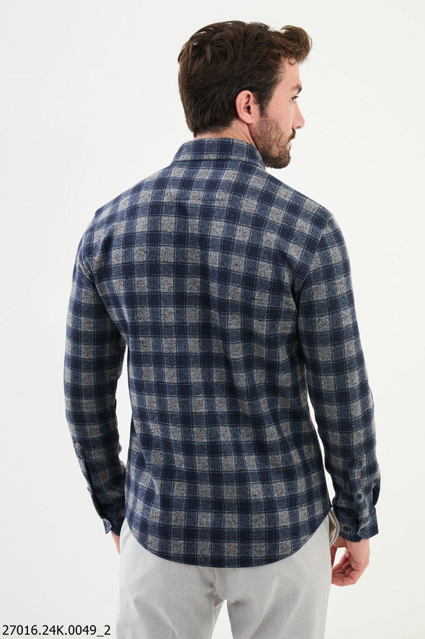 Rava Gray & Blue Patterned Shirt