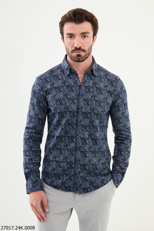 Kogan Navy Blue Patterned Shirt