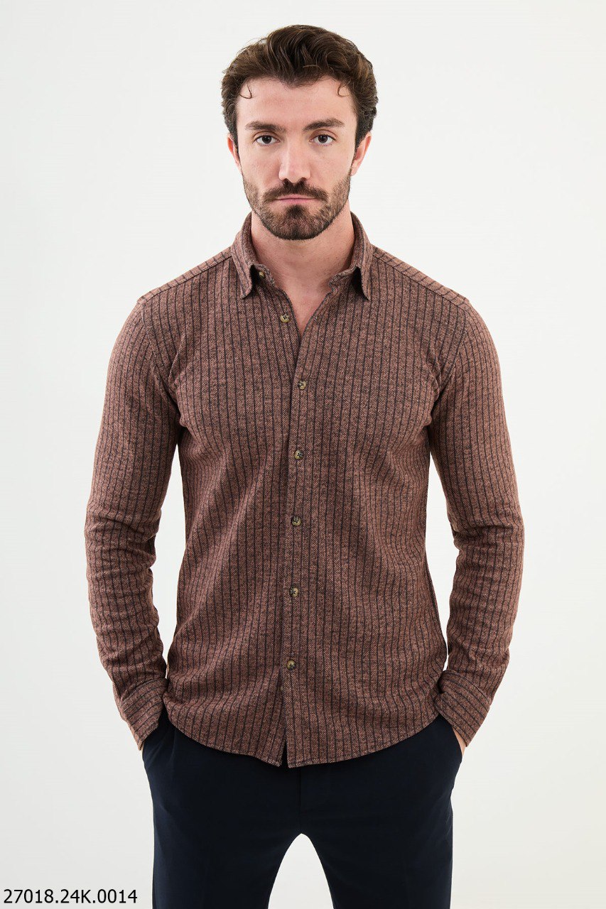 Morcan Brown Striped Shirt