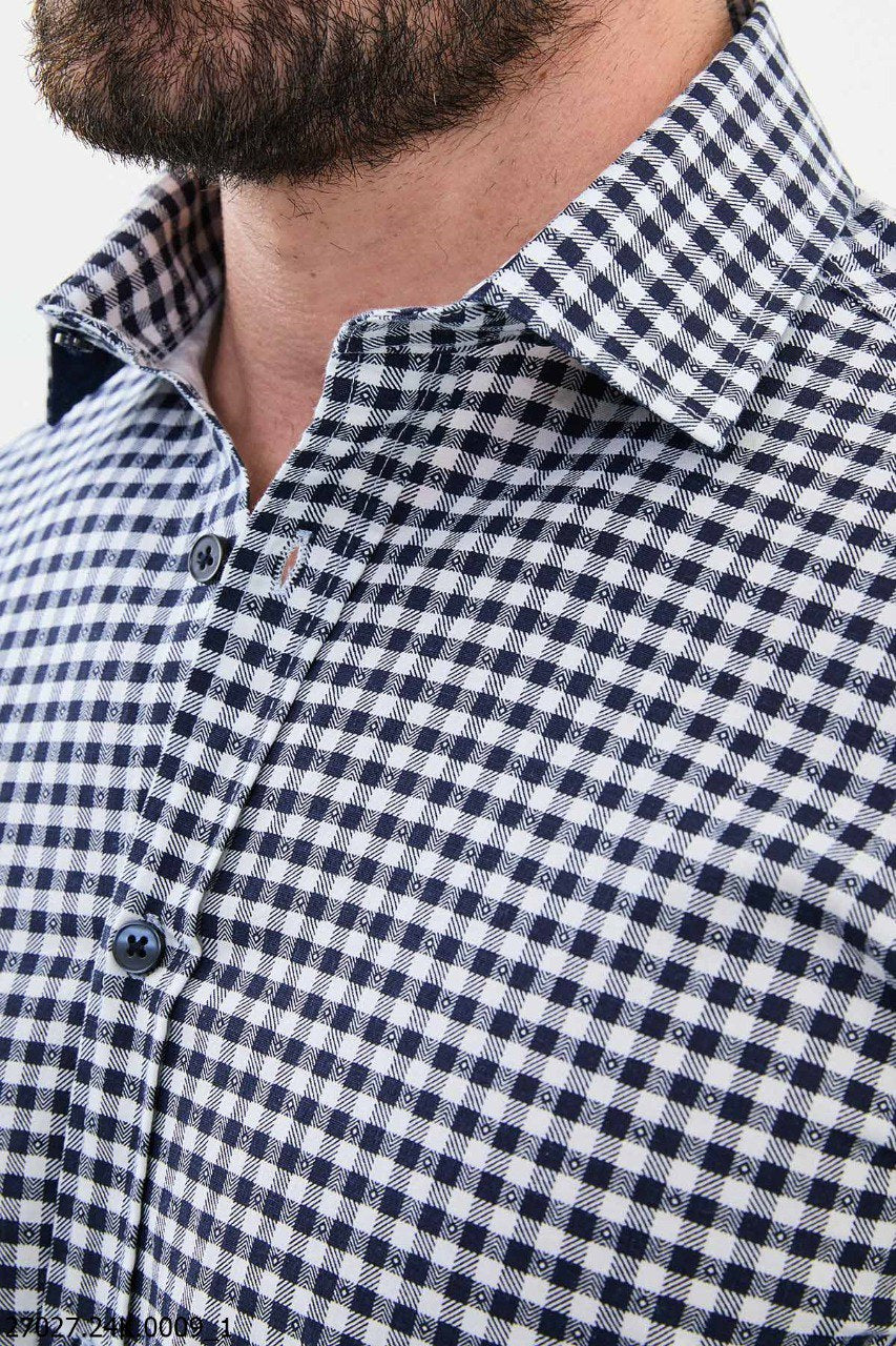 Volan Blue & White Patterned Shirt