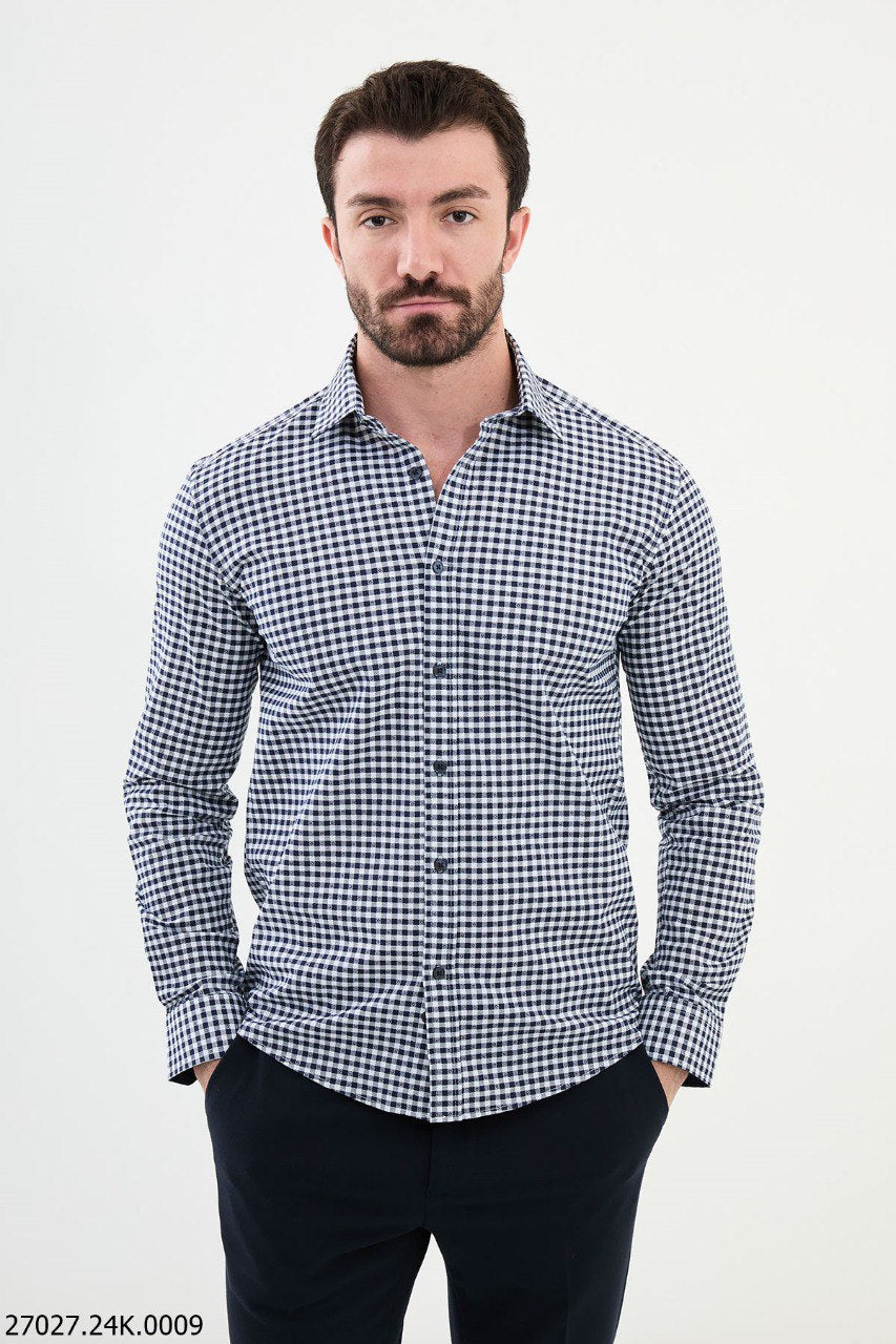 Volan Blue & White Patterned Shirt