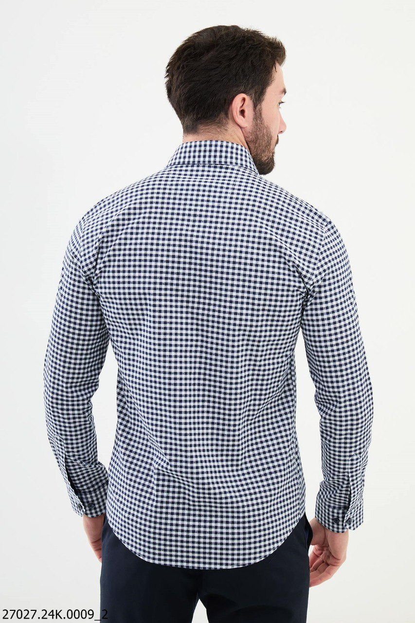 Volan Blue & White Patterned Shirt