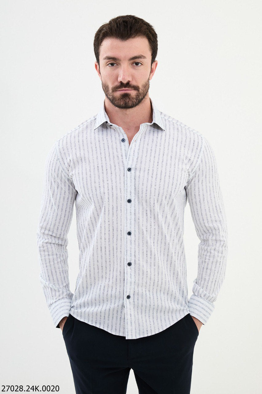 Dylan White & Gray Striped Shirt