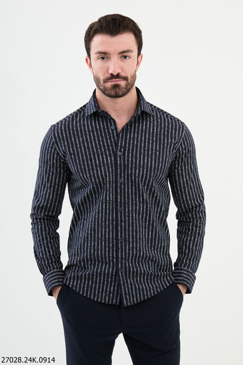 Dylan Navy Blue & White Striped Shirt