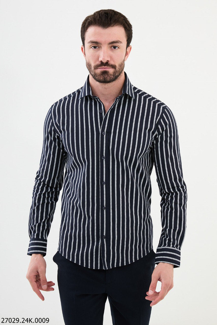 Dylan Black & White Striped Shirt