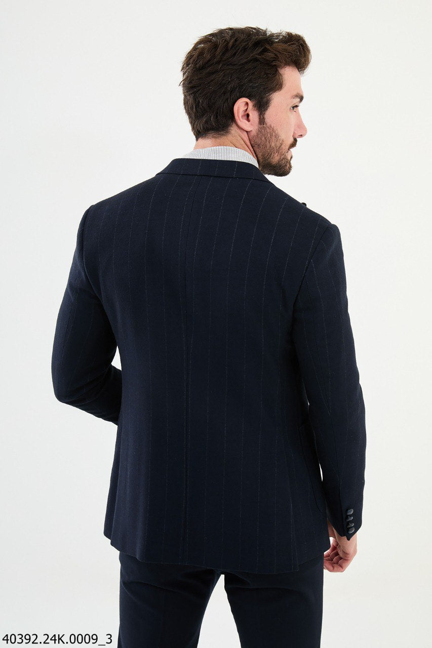 Euron Navy Blue Striped Blazer