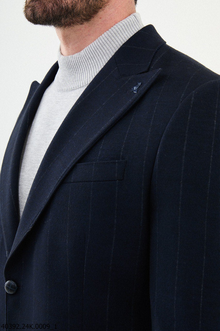 Euron Navy Blue Striped Blazer