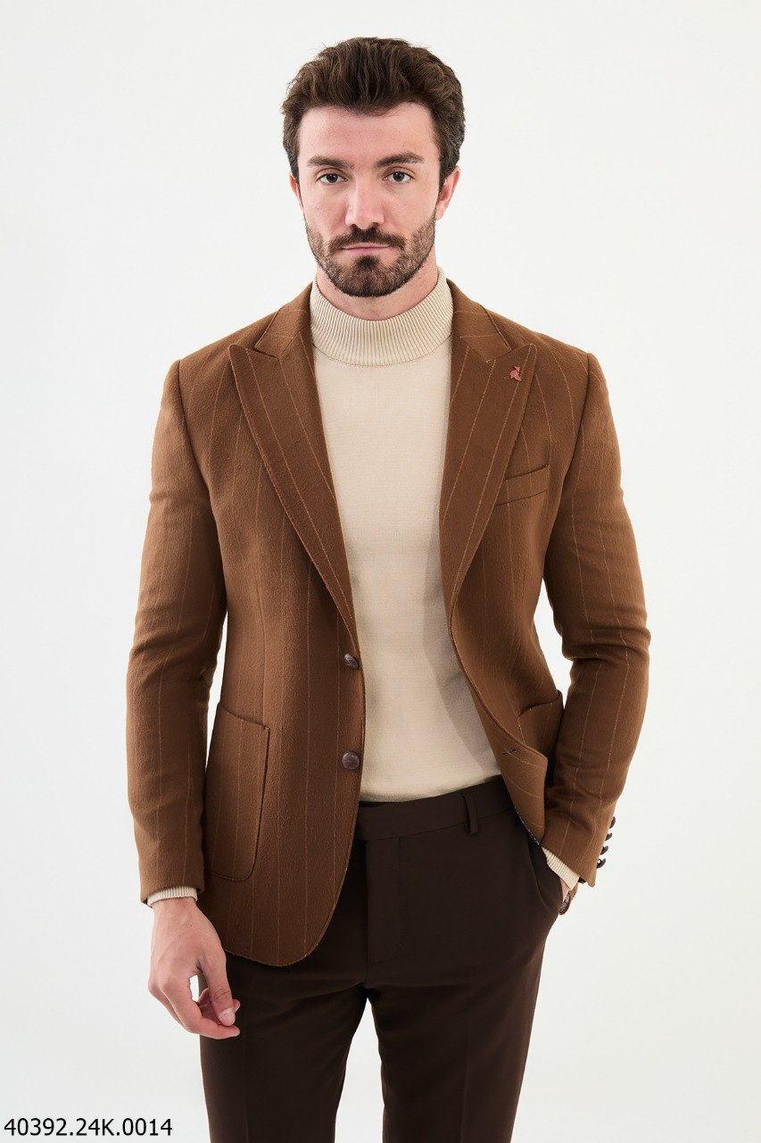 Euron Camel Striped Blazer