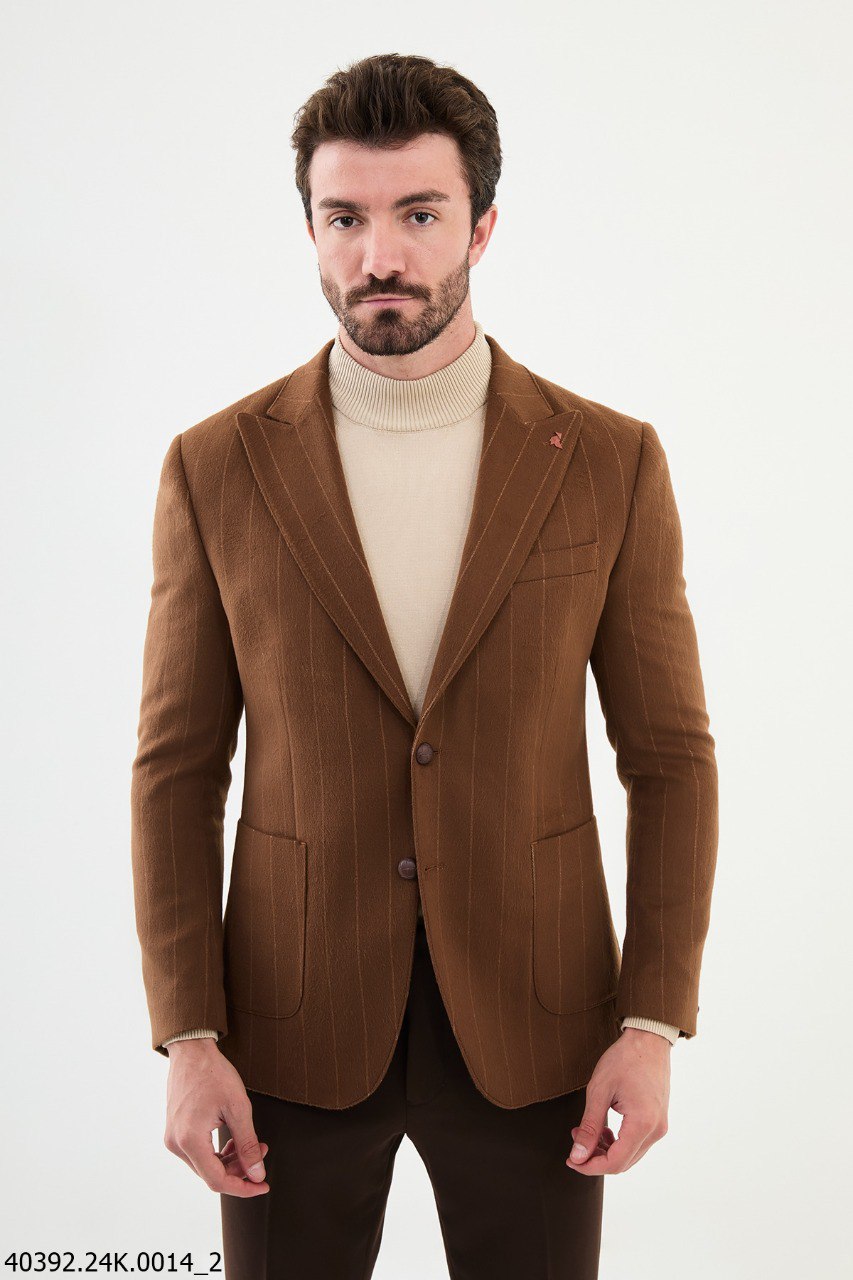 Euron Camel Striped Blazer