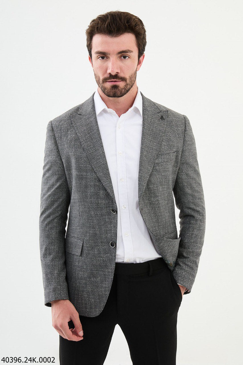 Giany Light Gray Self-Patterned Blazer