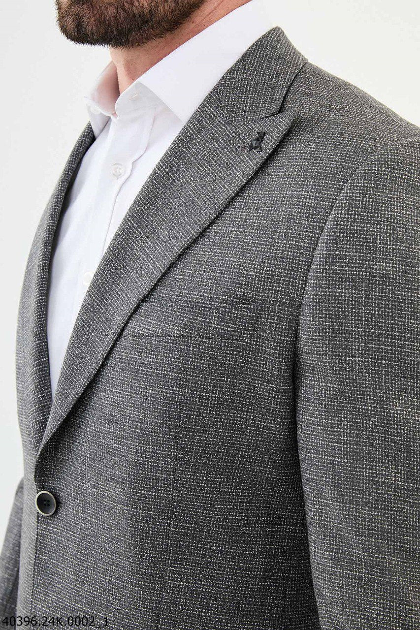 Giany Light Gray Self-Patterned Blazer