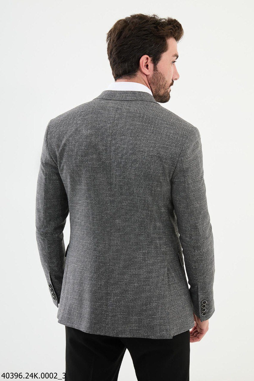 Giany Light Gray Self-Patterned Blazer