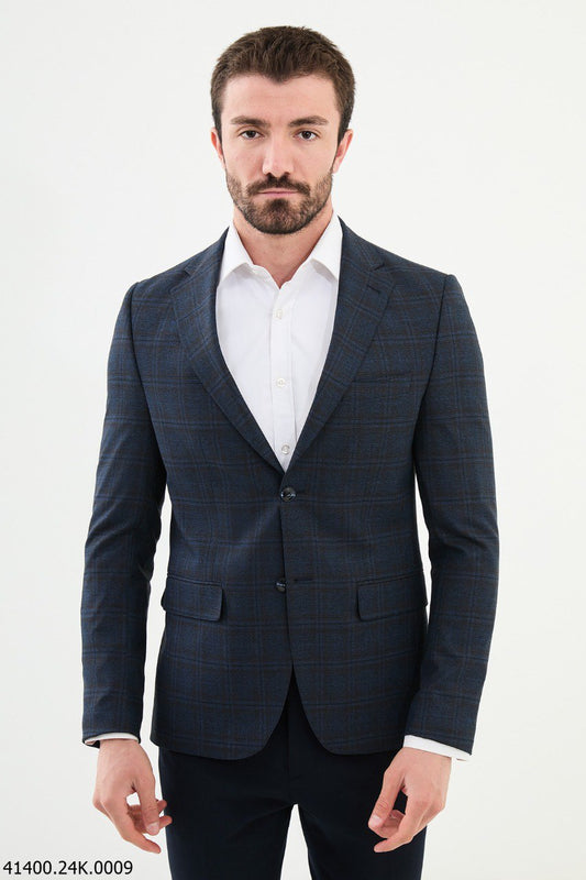 Moco Navy Blue Patterned Blazer