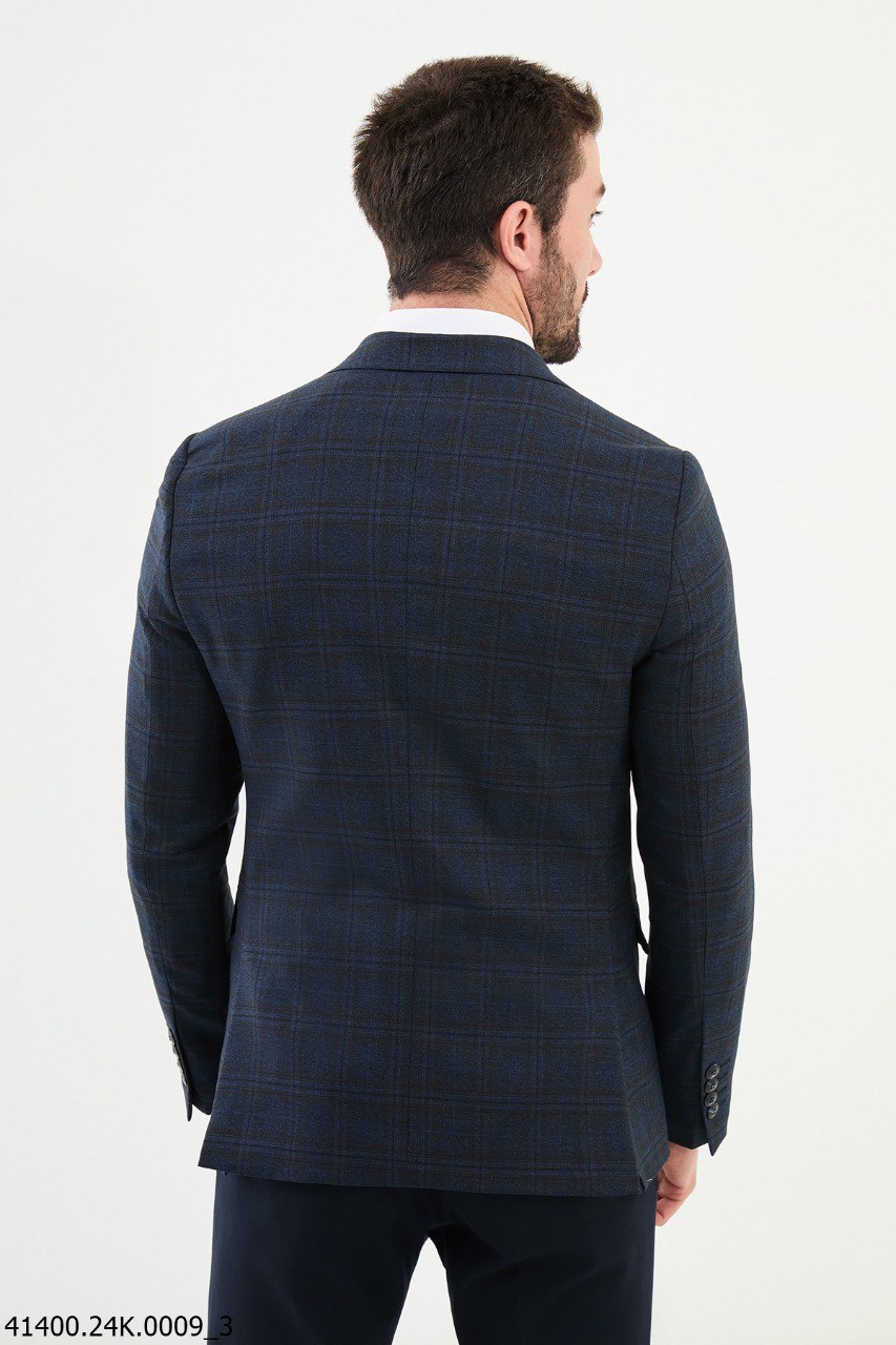 Moco Navy Blue Patterned Blazer