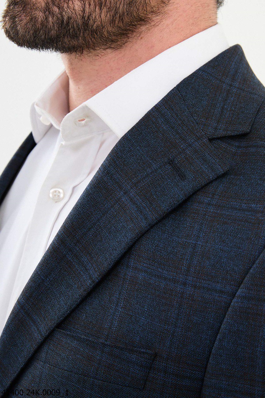 Moco Navy Blue Patterned Blazer