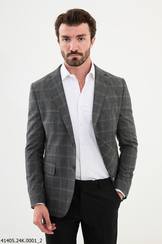 Ronan Dark Gray Plaid Blazer