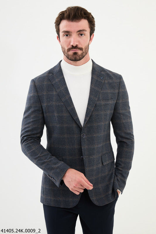 Ronan Navy Blue Plaid Blazer