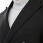 Copan Black Striped Double Breasted Suit