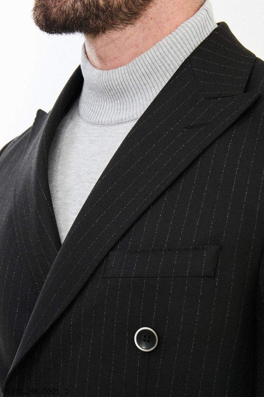 Copan Black Striped Double Breasted Suit