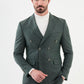 Copan Green Striped Double Breasted Suit