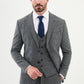 Blanko Navy Blue & Gray Patterned Suit