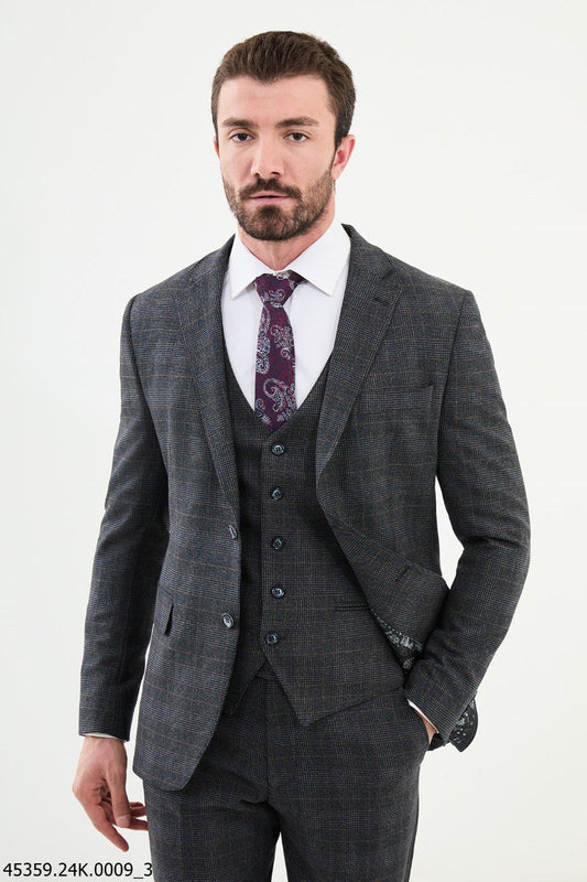 Martin Dark Blue Plaid Suit