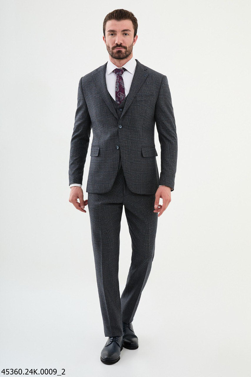 Martin Navy Blue Plaid Suit