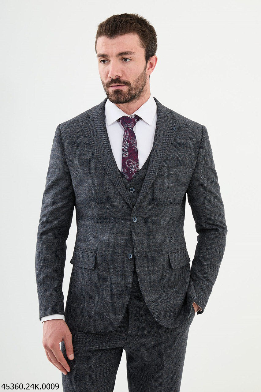 Martin Navy Blue Plaid Suit