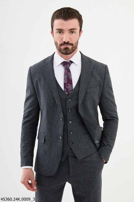 Martin Navy Blue Plaid Suit