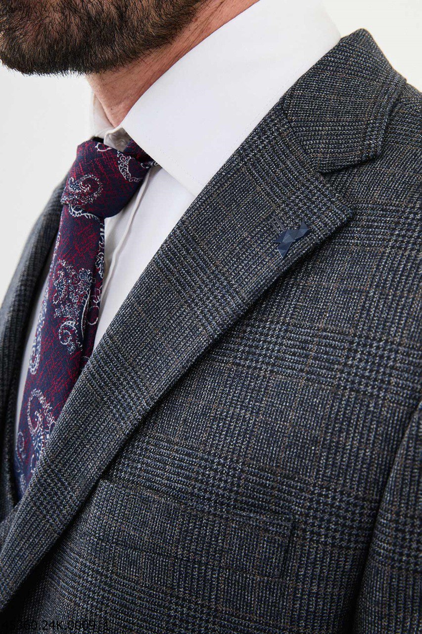 Martin Navy Blue Plaid Suit