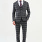 Martin Navy Blue & Gray Plaid Suit