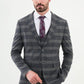 Martin Navy Blue & Gray Plaid Suit