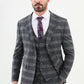 Martin Navy Blue & Gray Plaid Suit