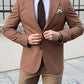 Samuel Camel Houndstooth Wool Blazer