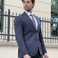 Samuel Navy Blue Houndstooth Wool Blazer