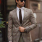 Rava Beige Plaid Slim Fit Blazer