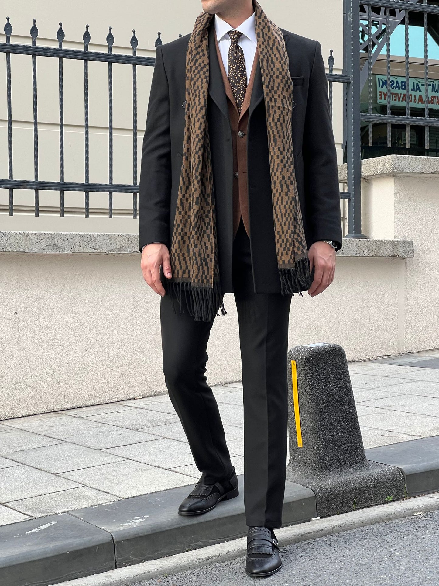 Rick Black Double-Breasted Wool Coat