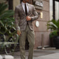 Rava Beige Plaid Slim Fit Blazer