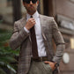 Rava Beige Plaid Slim Fit Blazer