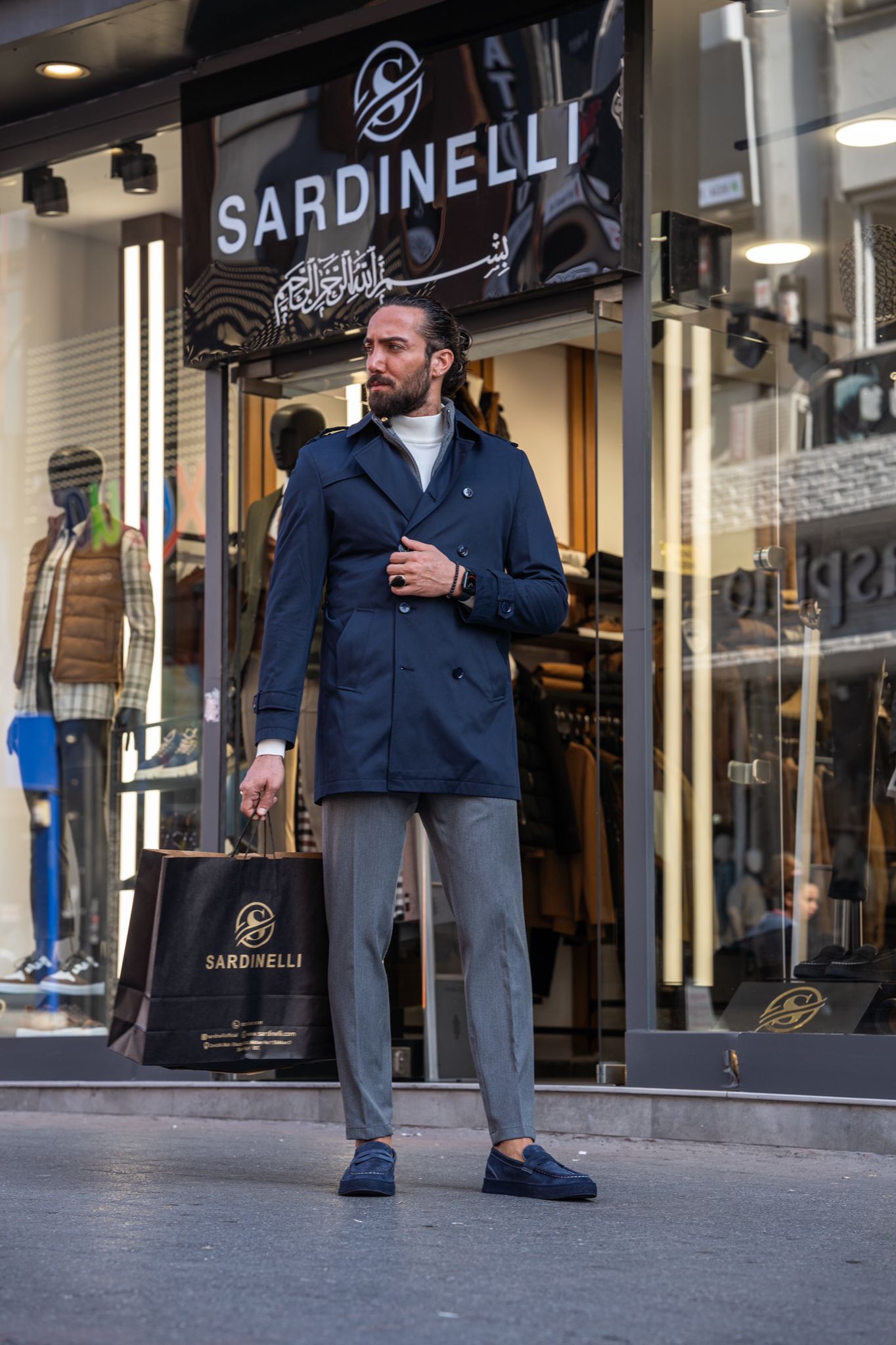 Randall Navy Blue Trench Coat