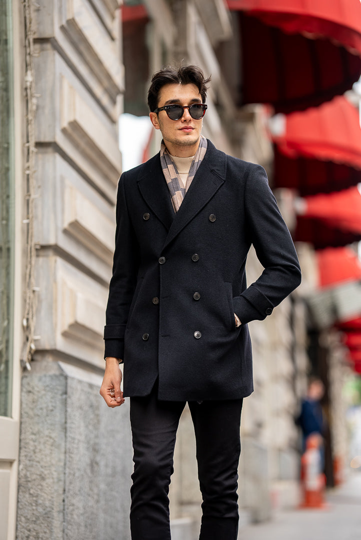 Owen Black Double Breasted Coat