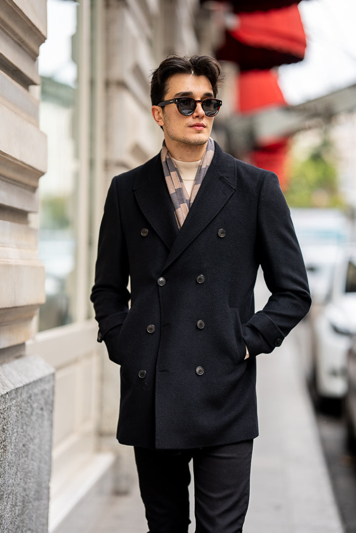 Owen Black Double Breasted Coat