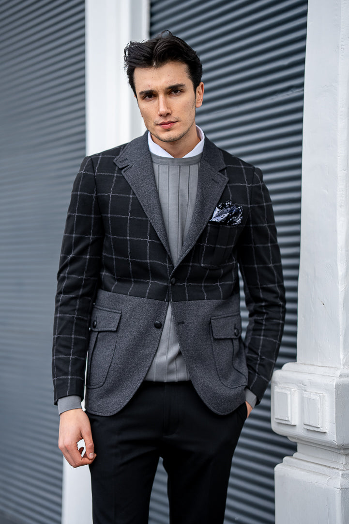 Deran Black & Gray Blazer