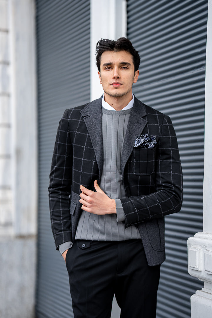 Deran Black & Gray Blazer