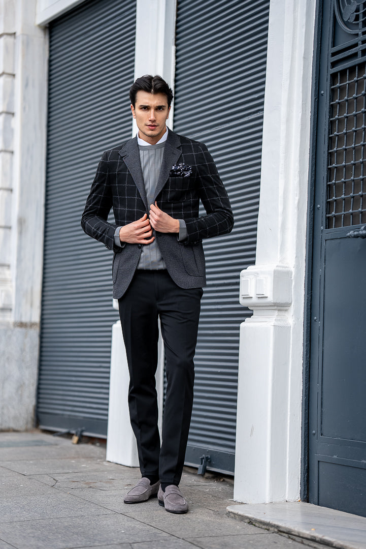 Deran Black & Gray Blazer