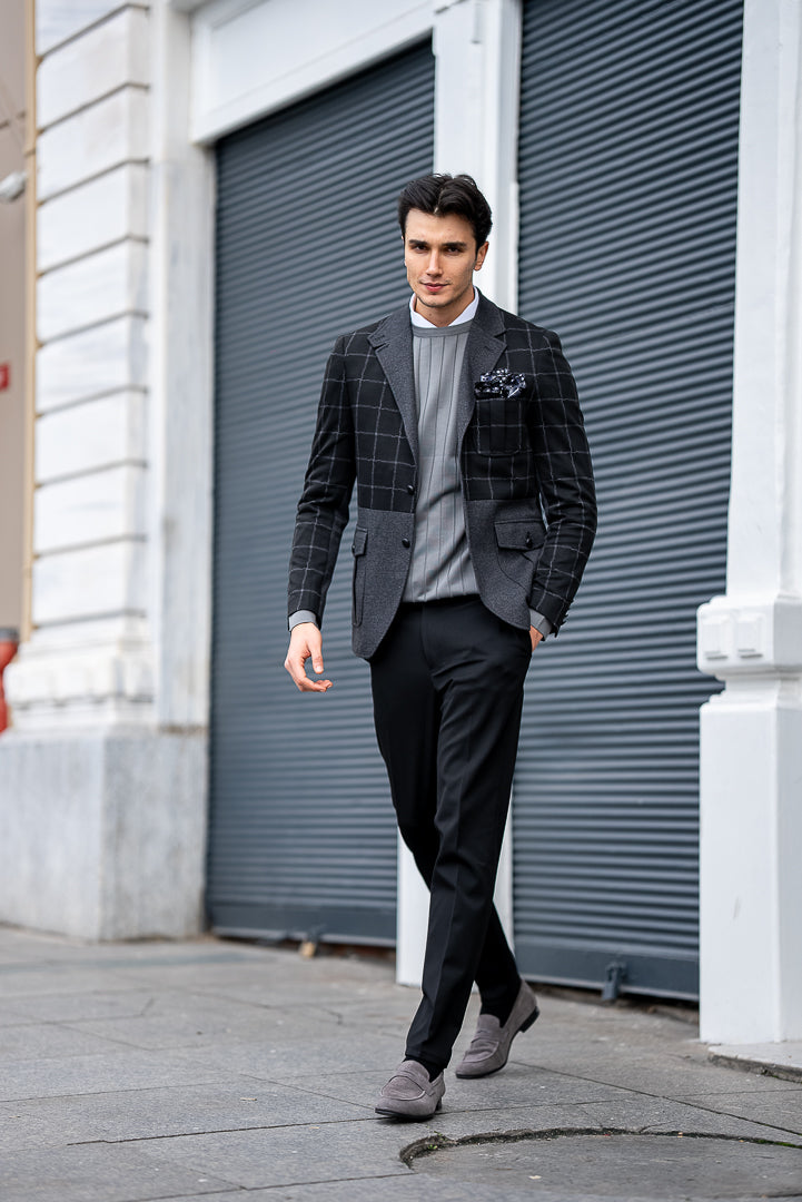 Deran Black & Gray Blazer