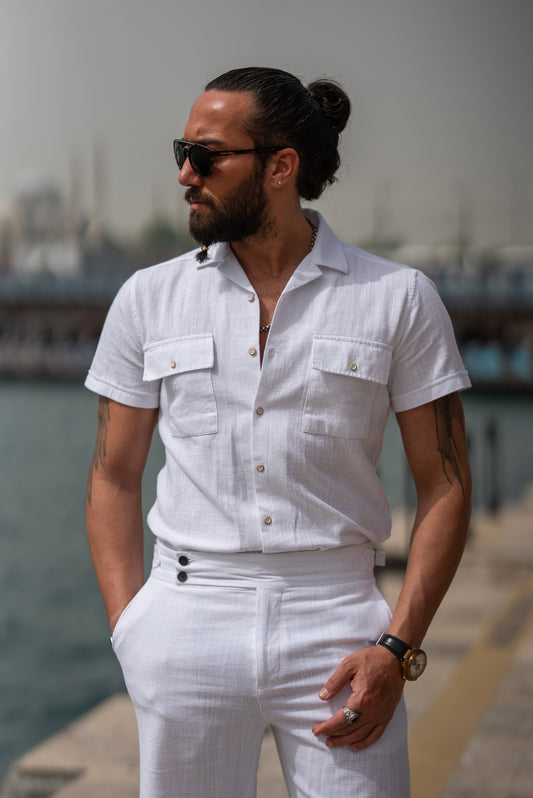 Flynn White Short Sleeve Shirt