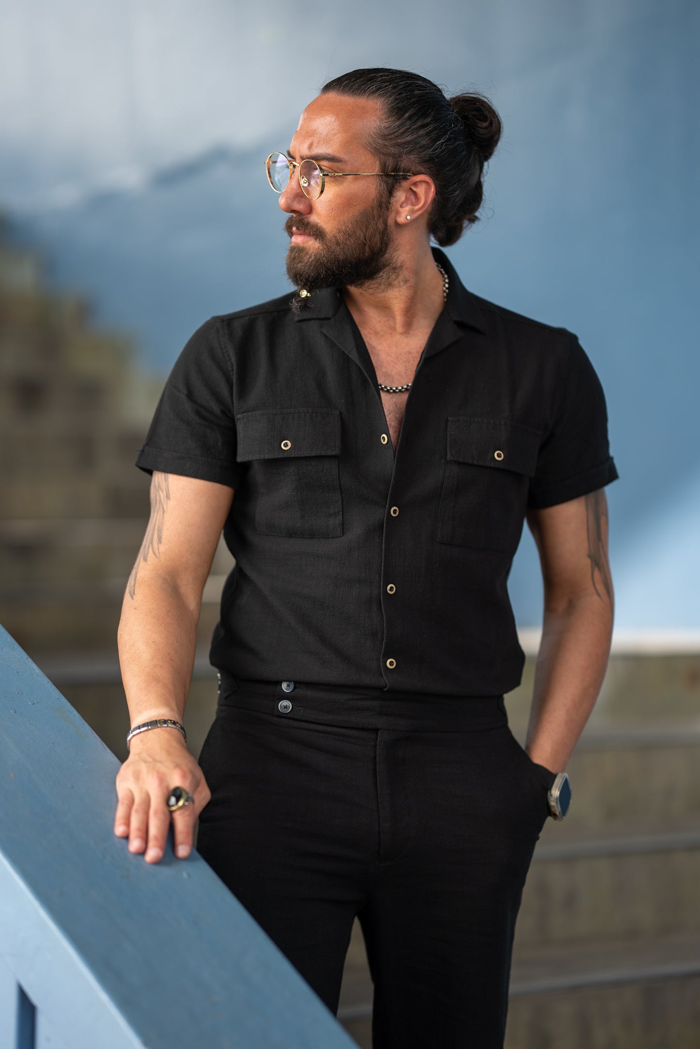 Flynn Black Short Sleeve Shirt