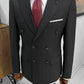 Ebba Black Striped Double Breasted Slim Fit Suit